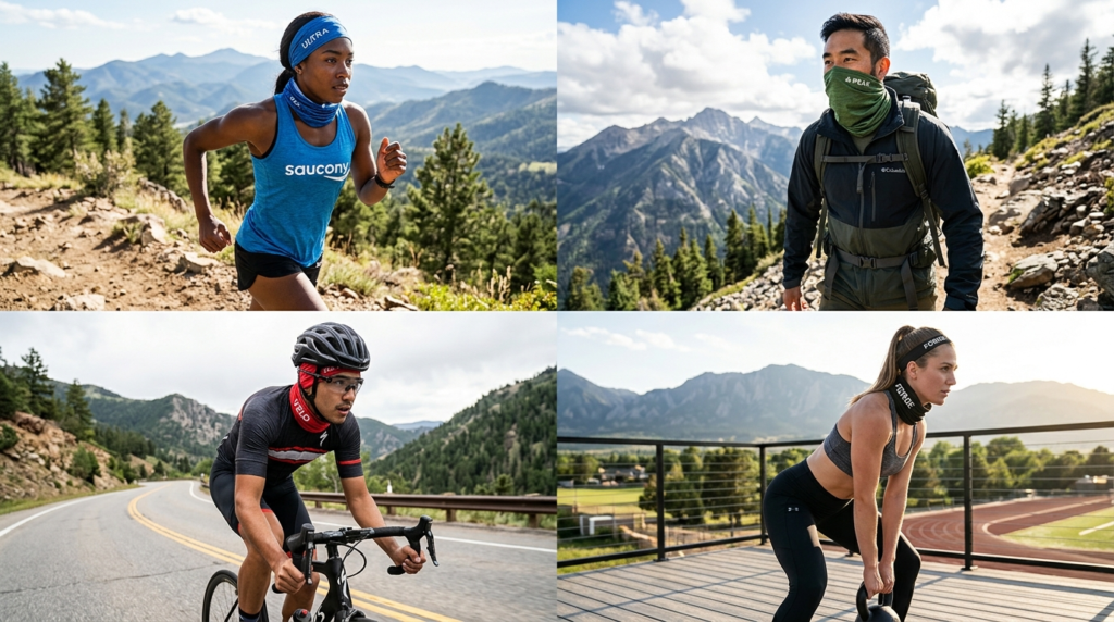 Active lifestyle scene: professional athletes and outdoor en